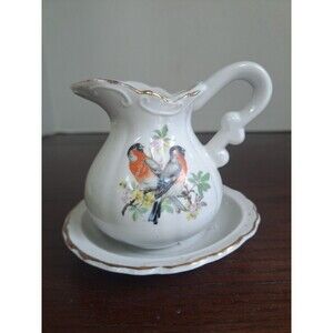 Vintage Price Imports Miniture Pitcher And Basin With Birds Porcelain
